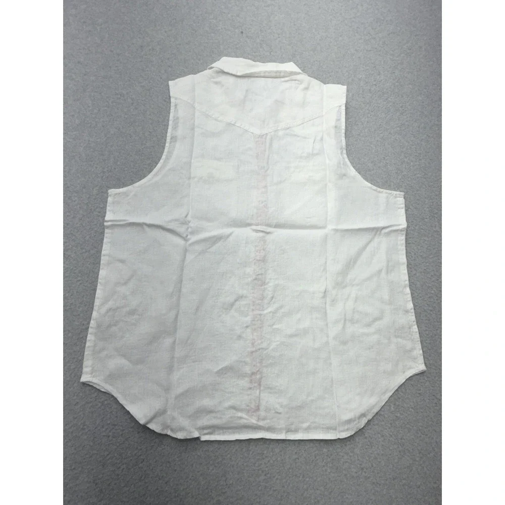 Sundance Willow Linen Sleeveless Top‎ Womens XL White Boho Western Button Front - Picture 6 of 8
